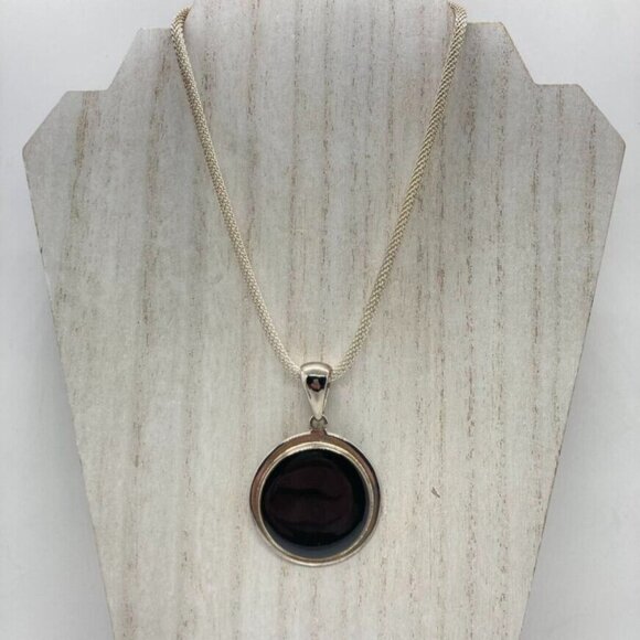 Vintage Set Round Pendant 16" Necklace Pierced Earrings Chain Marked Italy 925 - Picture 2 of 14